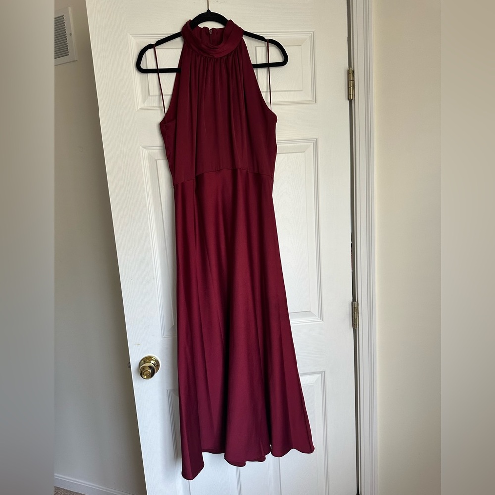 Just...Taylor Burgundy Halter Maxi Dress